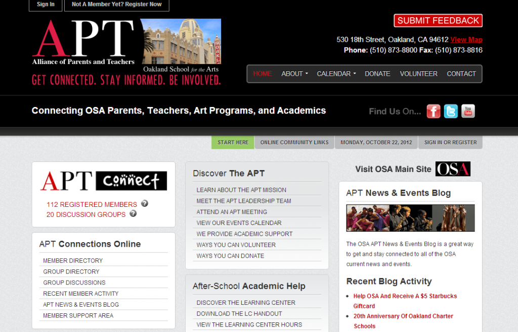 Oakarts.net-screenshot Oakland School of the Arts Alliance of Parents and Teachers